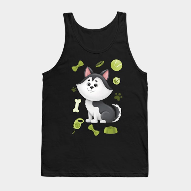 Cute dog black and white Tank Top by Mamadamme Gabrieux Art